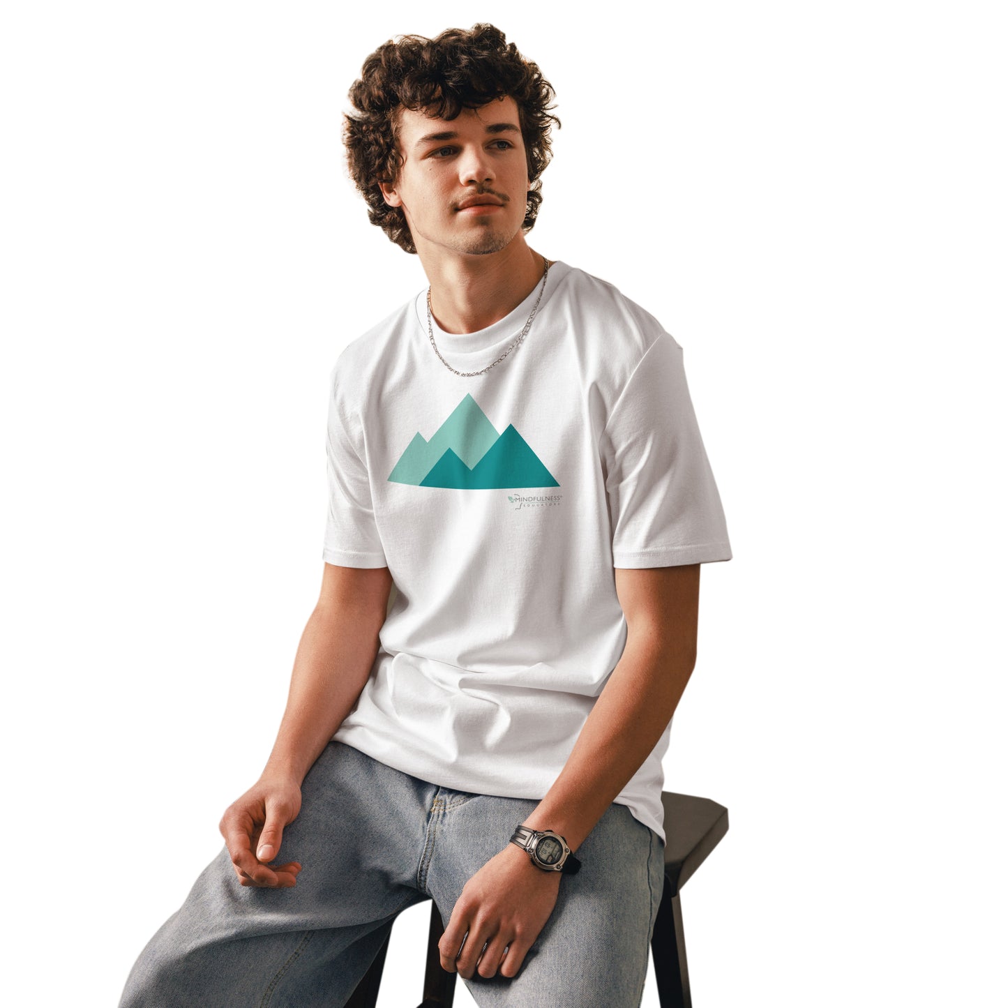 T-shirt in cotone organico unisex con montagna